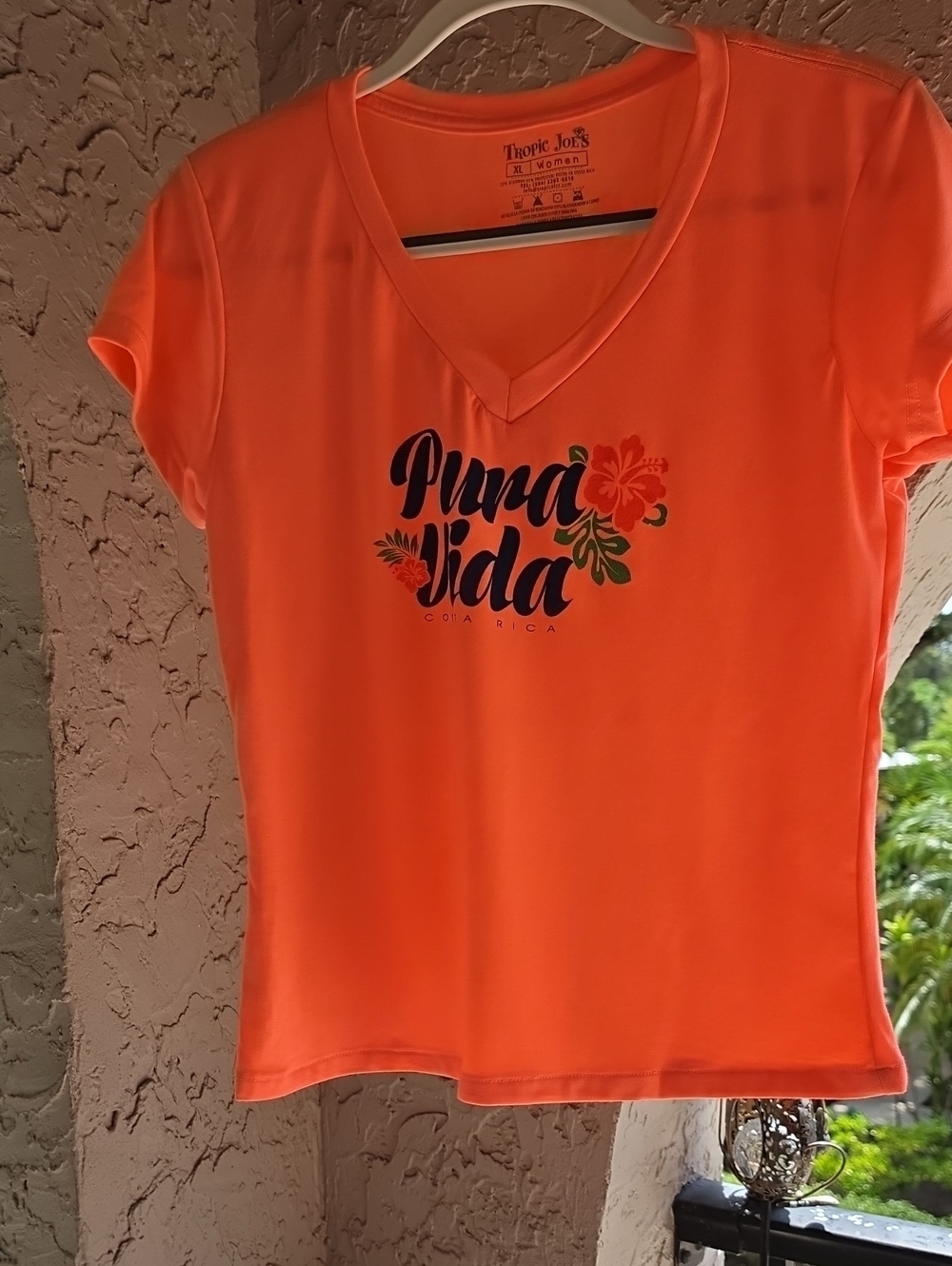 Pura Vida Women’s V‑Neck Tee - Bright Orange